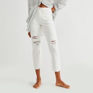 Levi's Wedgie Straight Jeans in Cloud Bank Distressed Size 25 Premium Quality